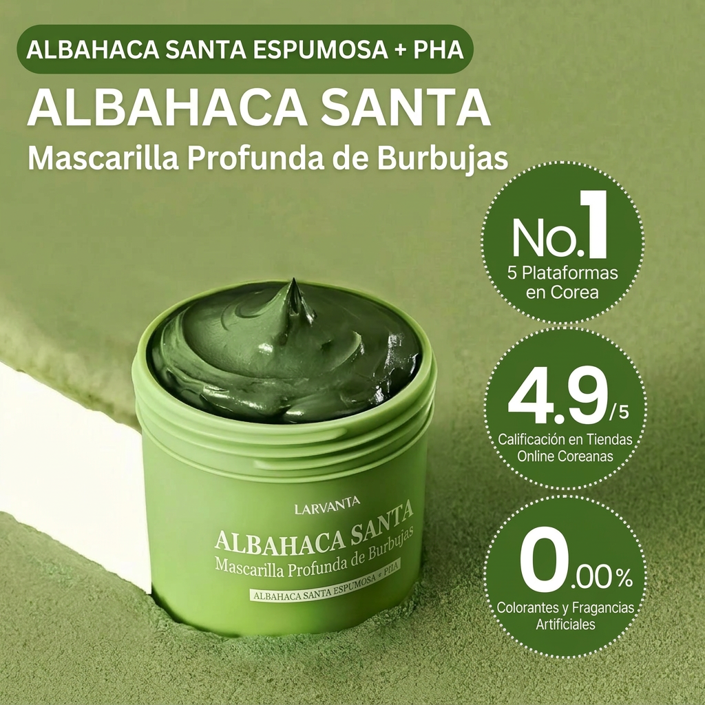 Mascarilla Espumosa Profunda de Albahaca Sagrada Larvanta