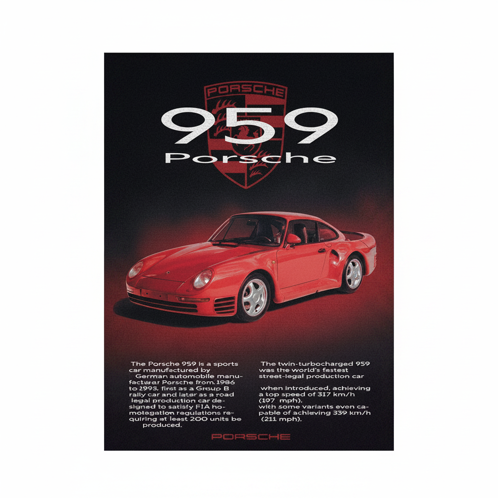 Vintage sports car poster, square format