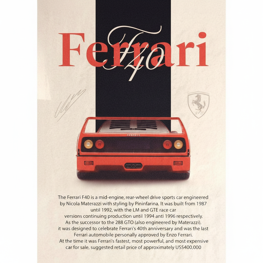 Vintage sports car poster, square format